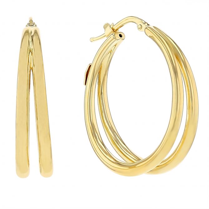 Roberto Coin Oro Classic Yellow Gold 2 Row Tapered Hoop Earrings