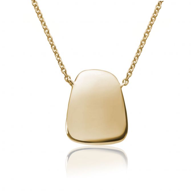 Yellow Gold Curved Square Necklace, 18"