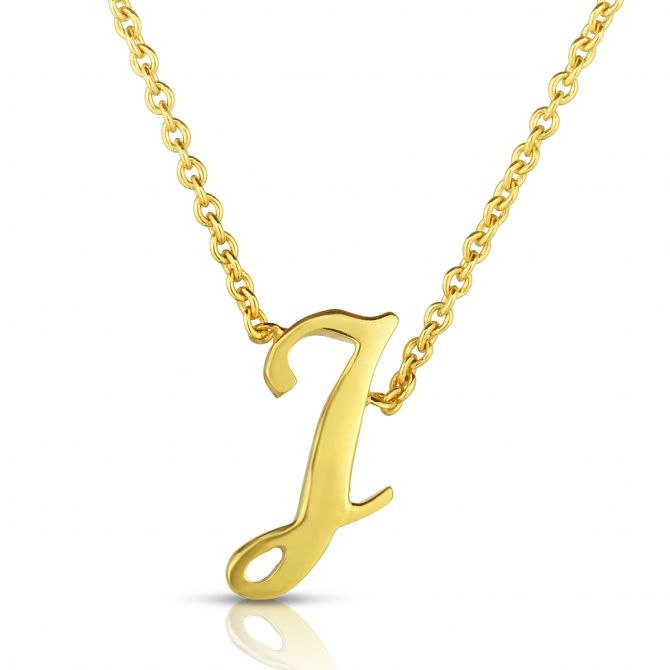 Roberto Coin Tiny Treasures Script Initial Necklaces in Yellow Gold