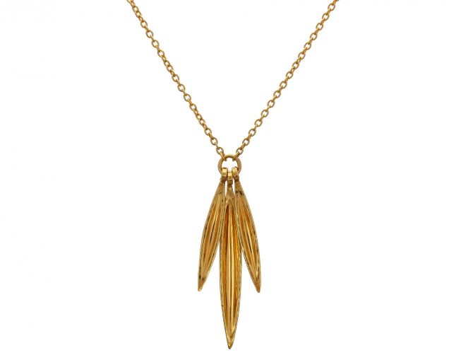 Gurhan 22K Yellow Gold Triple Wheat Drop Necklace, 18"