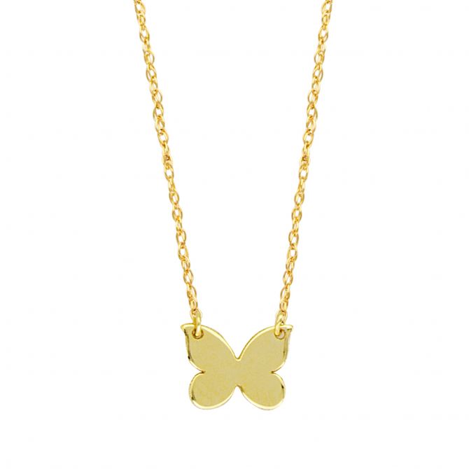 Mini Butterfly Pendant in Yellow Gold, 18"