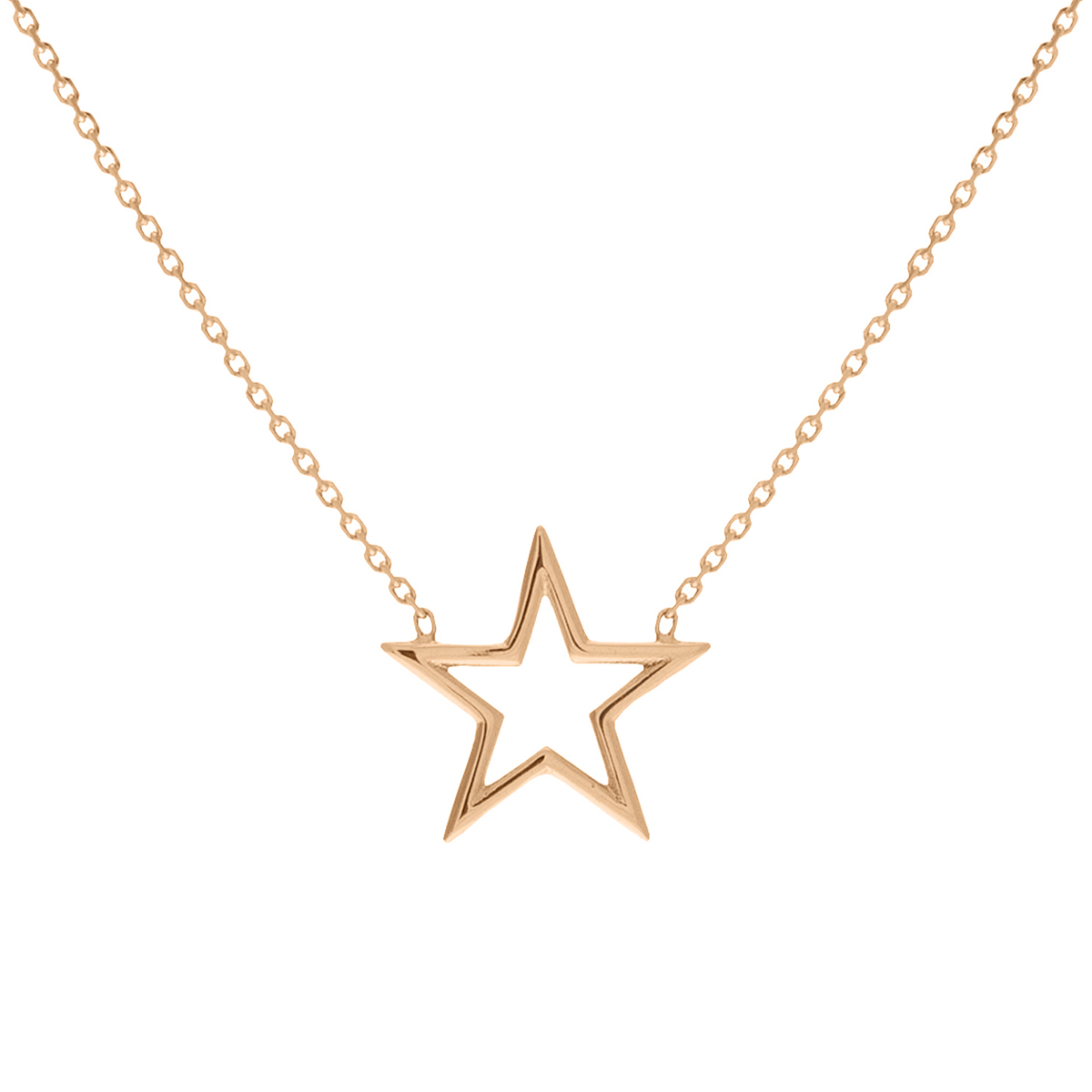 Open Star Necklace in Rose Gold, 18