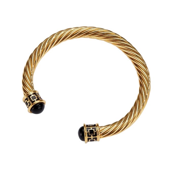 Halcyon Days Maya Torque Black & Gold Bangle