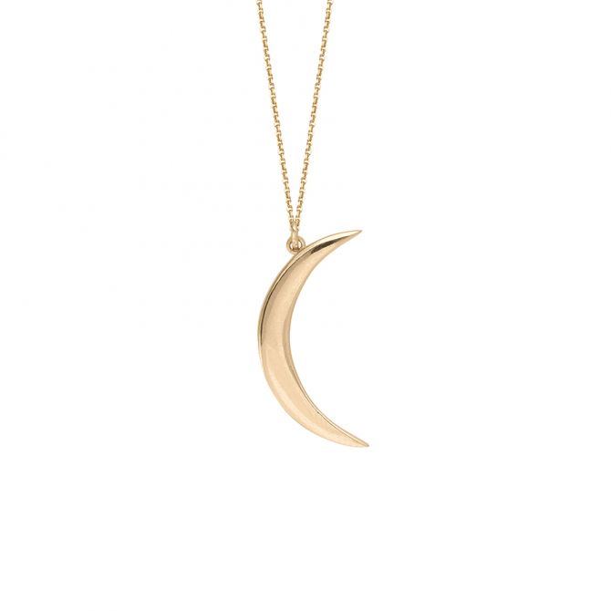 Small Crescent Moon Pendant in Rose Gold, 18"