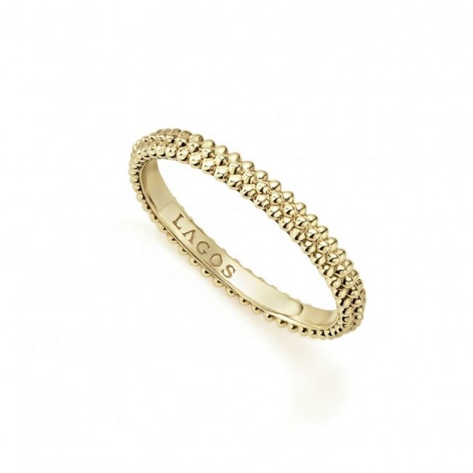 LAGOS 18K Yellow Gold Caviar Micro Bead Stack Ring