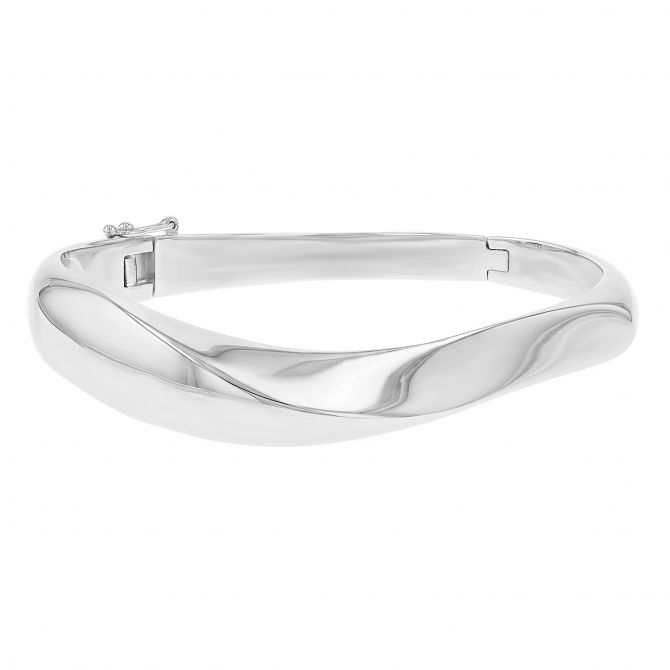 Sterling Silver Wave Hinged Bangle Bracelet