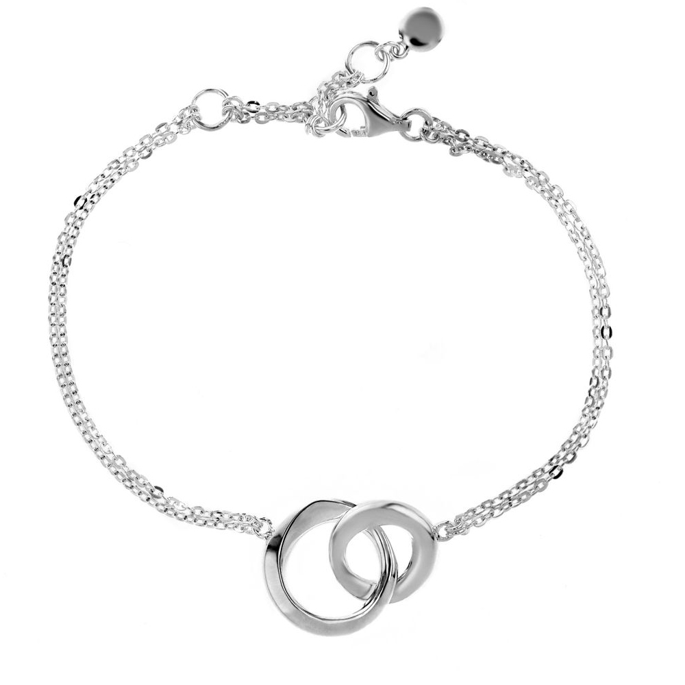 Sterling Silver Double Circle Link Bracelet, 8