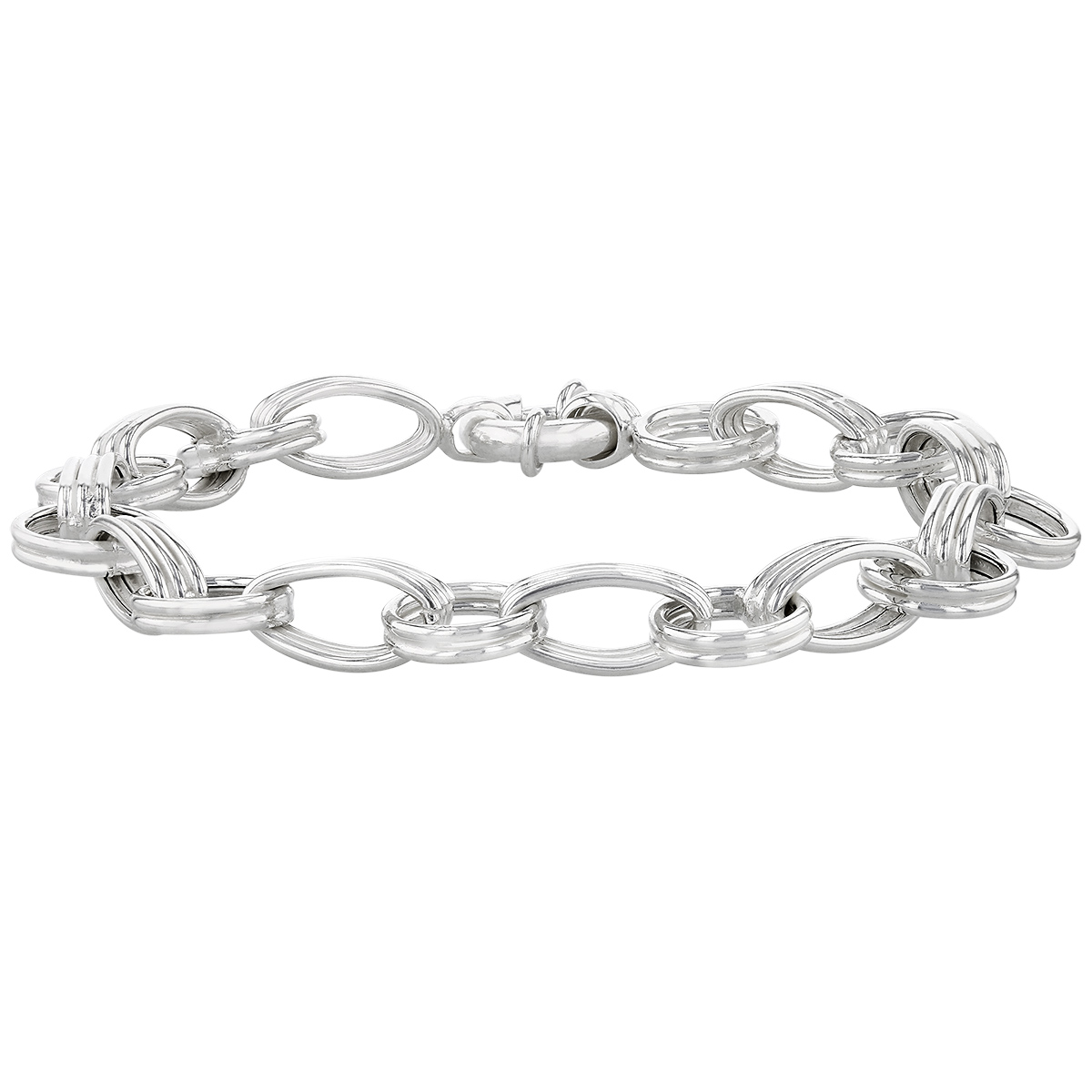 Sterling Silver Fluted Link Bracelet, 7.5