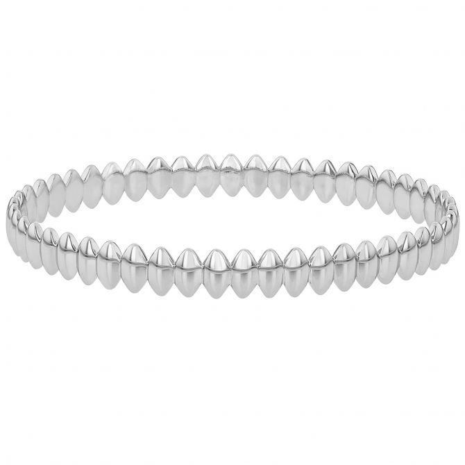 Sterling Silver Oval Bead Patterned Bangle Bracelet