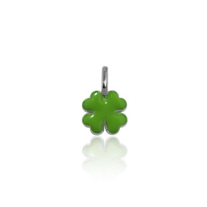 Alex Woo Sterling Silver & Green Enamel Mini Addition Clover Charm