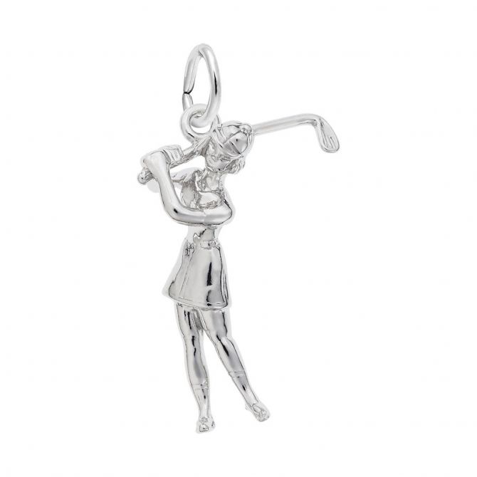 Rembrandt Charms Female Golfer Charm in Sterling Silver