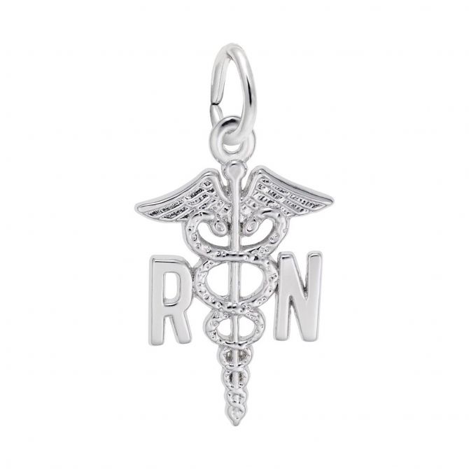 Rembrandt Charms Registered Nurse Caduceus Charm in Sterling Silver