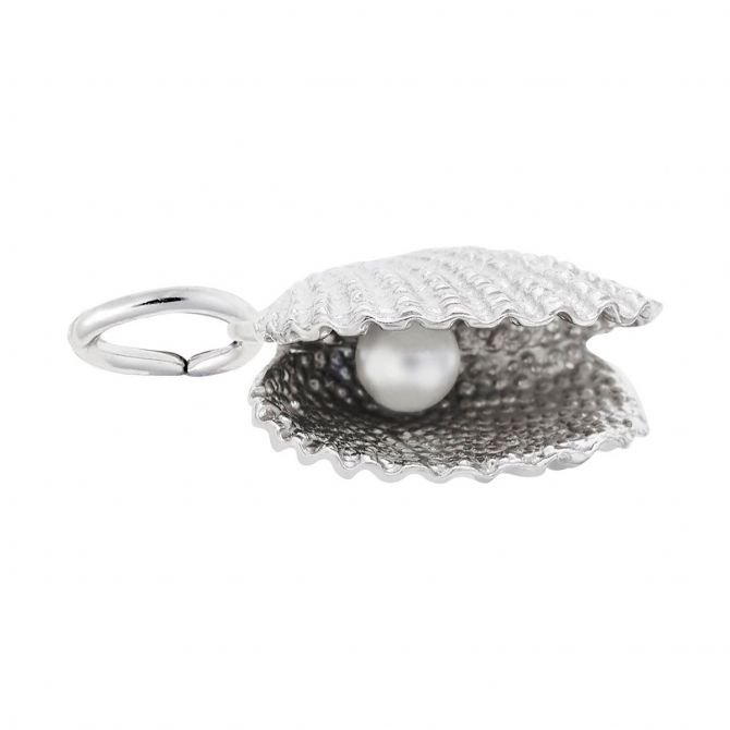 Rembrandt Charms Shell with Pearl Charm in Sterling Silver