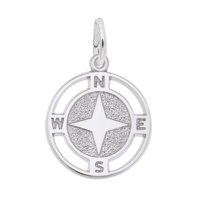 Rembrandt Charms Nautical Compass Charm in Sterling Silver