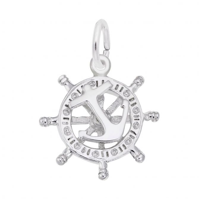 Rembrandt Charms Wheel & Anchor Charm in Sterling Silver