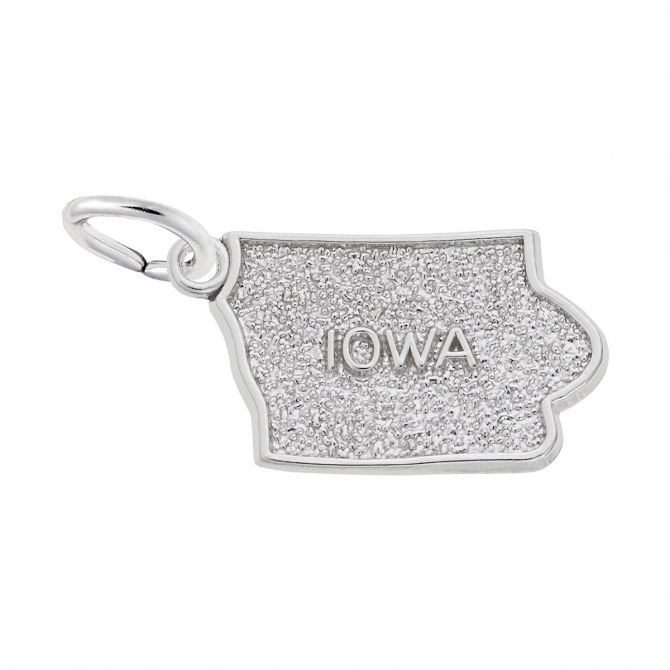 Rembrandt Charms State of Iowa Charm in Sterling Silver