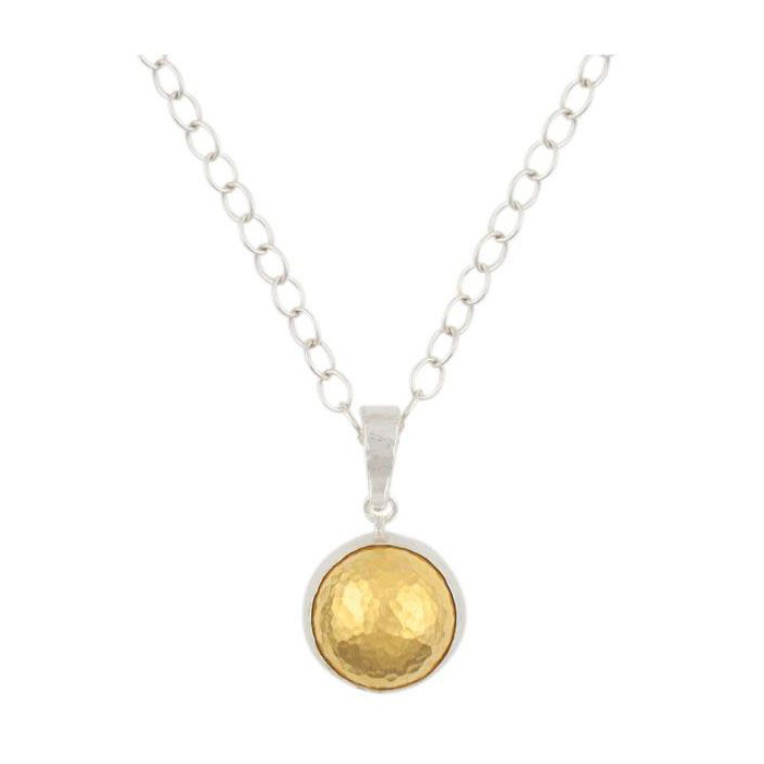 Gurhan Sterling Silver and 24K Yellow Gold Medium Amulet Dome Necklace ...