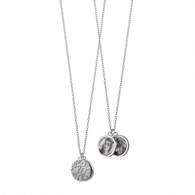 Monica Rich Kosann 2 Floral Half-Locket Charms Necklace in Sterling Silver, 30"