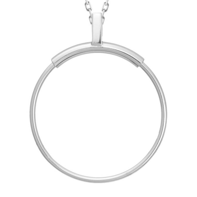 Sterling Silver Open Circle Rotating Pendant, 24"