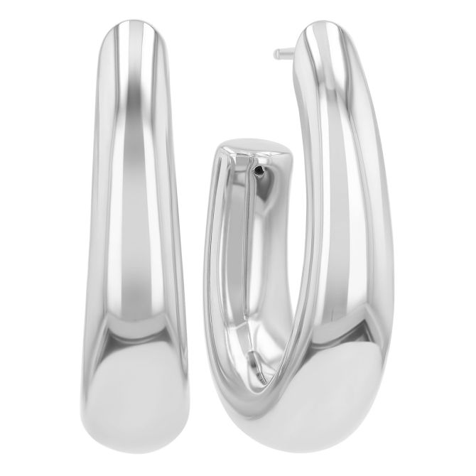 Sterling Silver Oval Open Hoop Earrings