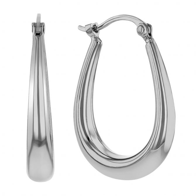 Sterling Silver Tapered U-Shaped Hoop Earrings