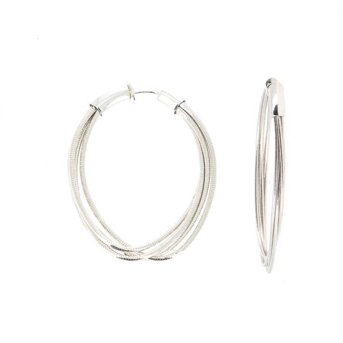 Pesavento Sterling Silver DNA Strand Oval Hoop Earrings