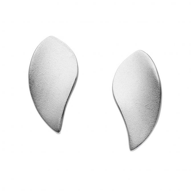 Sterling Silver Matte Leaf Stud Earrings