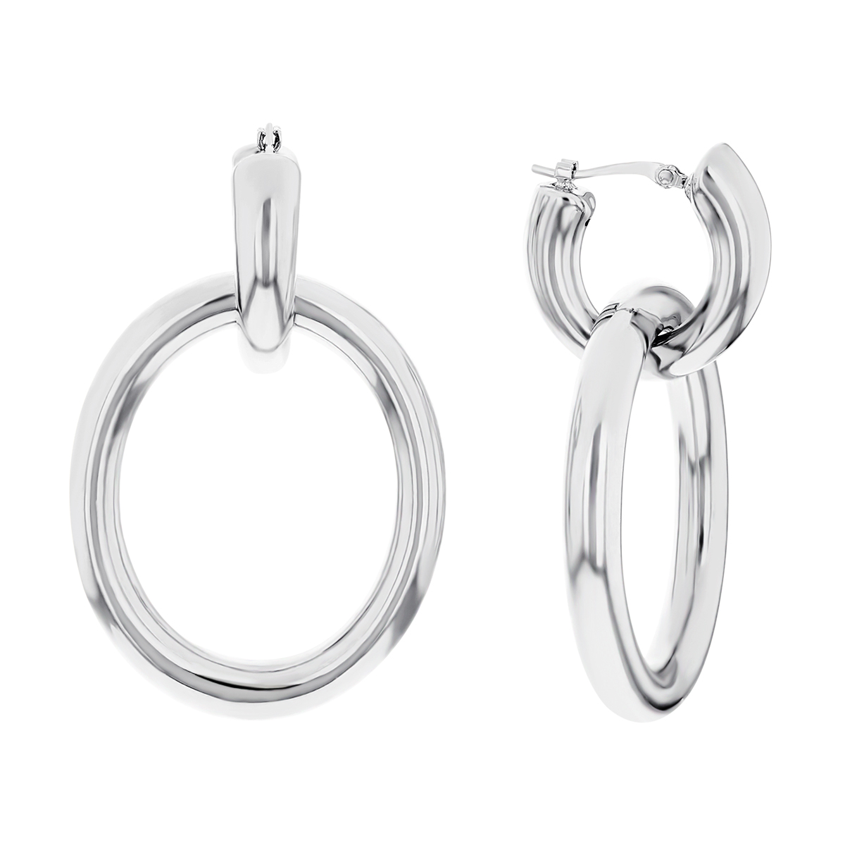 Sterling Silver Oval Double Hoop Dangle Earrings Borsheims