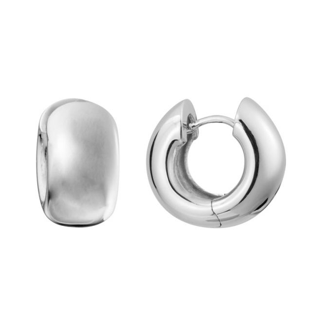 Sterling Silver Rounded Chubby Huggie Hoop Earrings