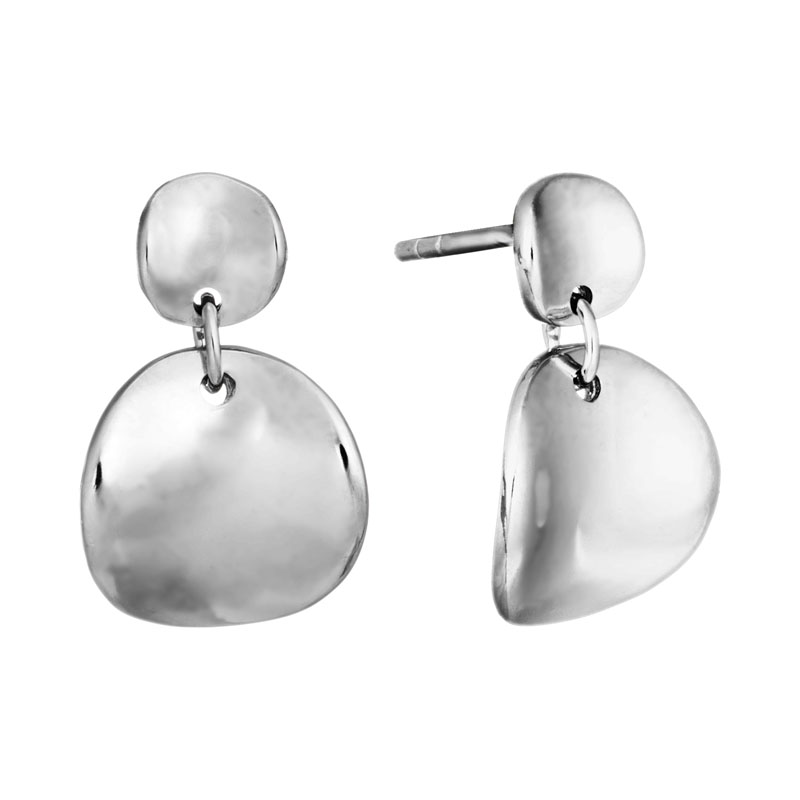 Sterling Silver Curved Double Circle Drop Post Back Earrings | Borsheims