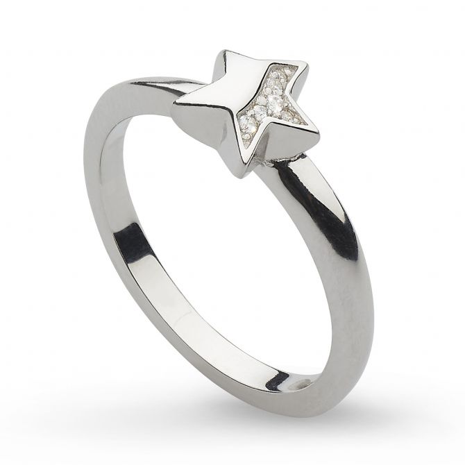 Sterling Silver Star Ring with Cubic Zirconia Pavé