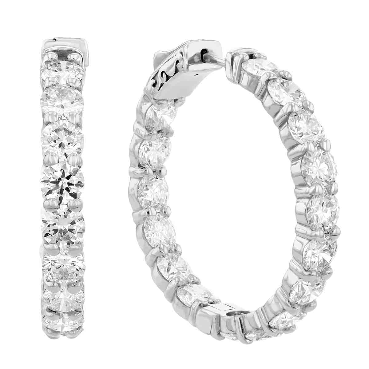 Diamond Inside Out Hoop Earrings in White Gold, 9.80 aptw | Borsheims