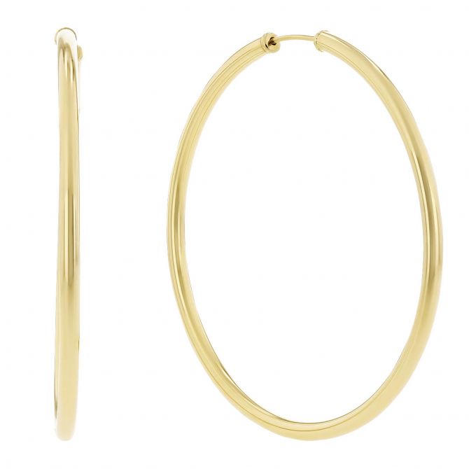 14K Yellow Gold 2.5Mm Small Tube Hoop Earrings 15Mm Diameter By PD  Collection - PDCC-03/355