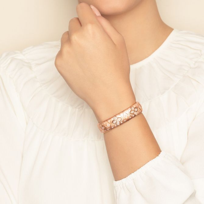 Louis Vuitton 18K White, Yellow & Rose Gold Diamonds Flower Bracelet