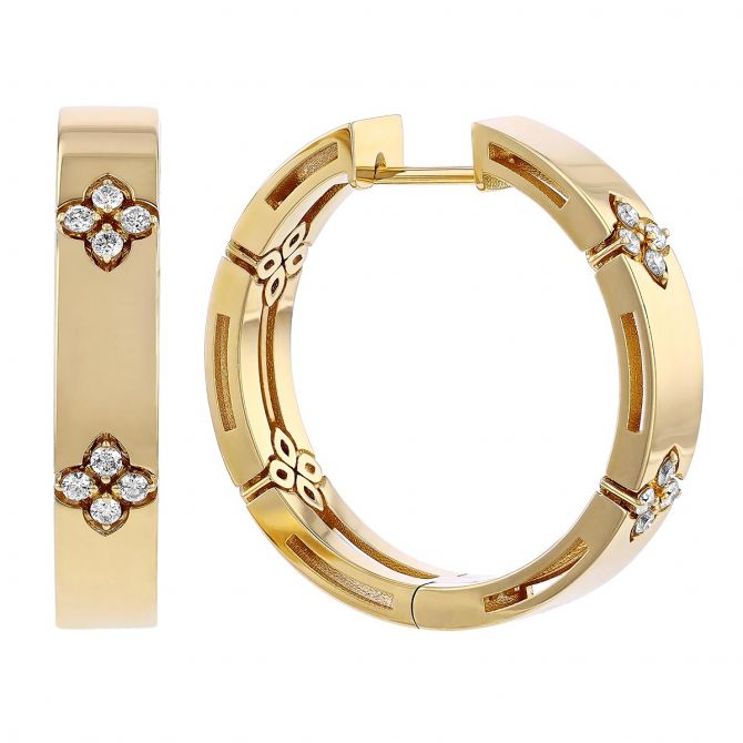 Roberto Coin Love in Verona 18K Gold Hoop Earrings with Diamonds, 20 mm