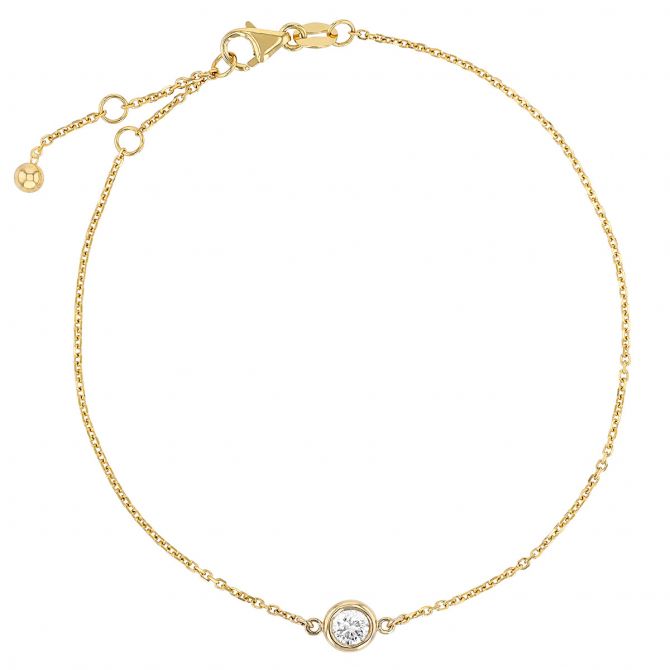 Diamond Bezel Set Single Station Bracelet in Yellow Gold