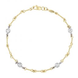 Image for Roberto Coin Diamonds by the Inch Yellow & White Gold Dogbone Chain Bracelet with Diamond Stations