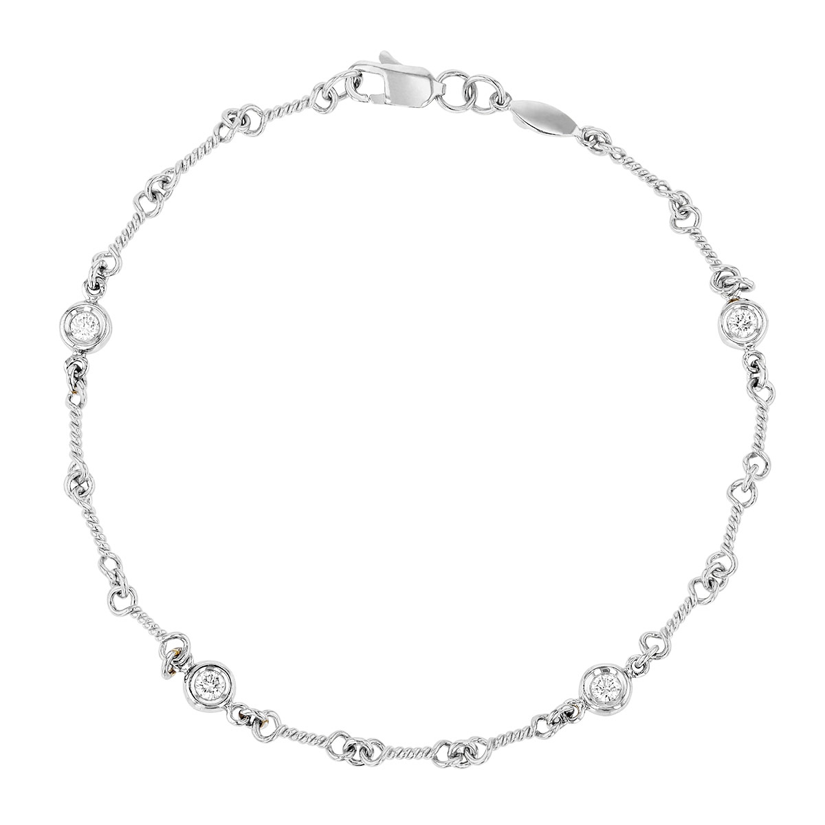 Roberto Coin Diamonds by the Inch White Gold Dogbone Chain Bracelet ...