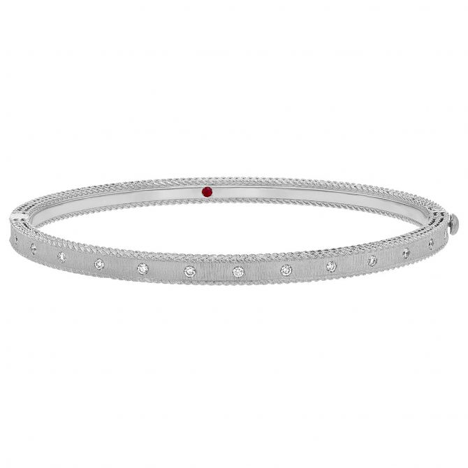 Roberto Coin Symphony Princess Diamond Bangle Bracelet In White Gold