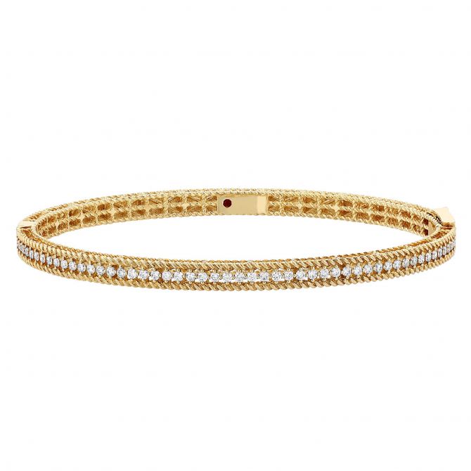 Roberto Coin Symphony Princess 18K Gold & Diamond Oval Bangle Bracelet