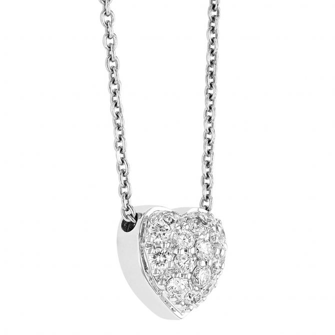 18K WHITE GOLD TINY TREASURES DIAMOND HEART LOCK NECKLACE - Roberto Coin -  North America