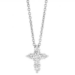 Image for Roberto Coin Tiny Treasures White Gold & Diamond Cross Necklace, 18", 0.20 cttw