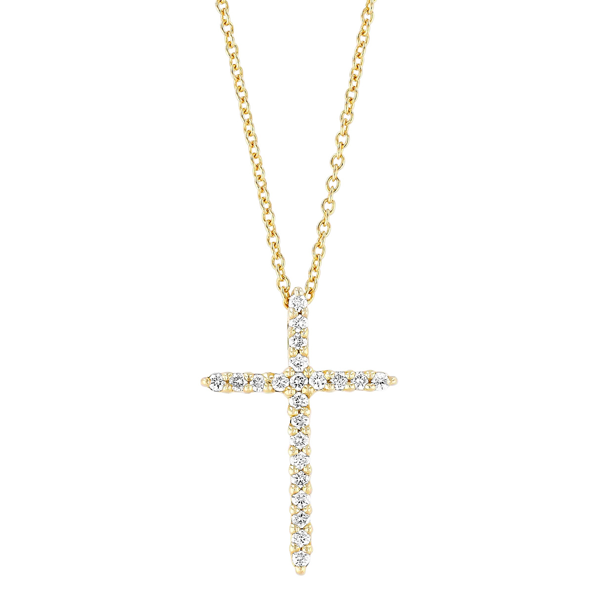 18K WHITE GOLD TINY TREASURES MINI DIAMOND CROSS NECKLACE - Roberto Coin -  North America