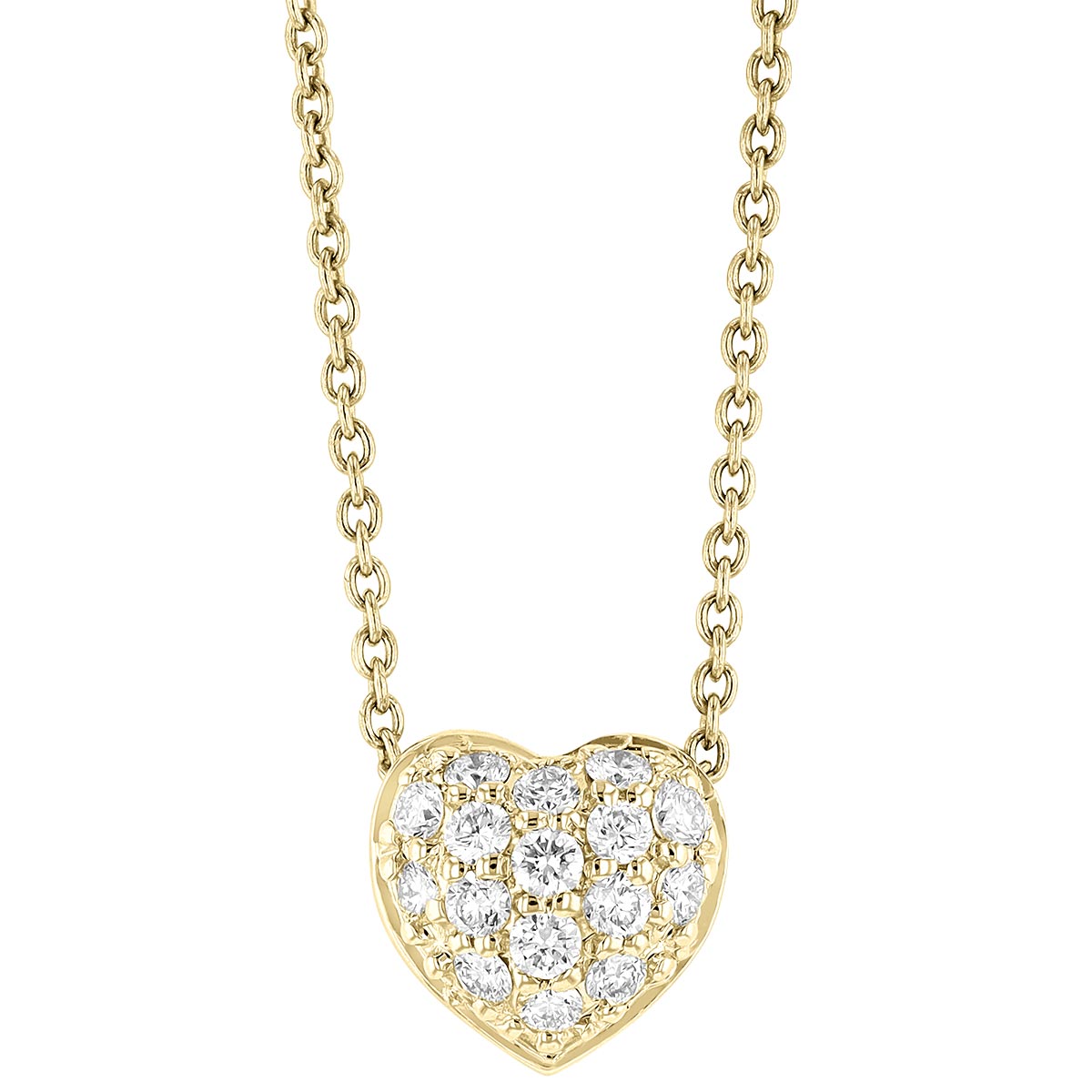 Roberto Coin Tiny Treasures Puffed Diamond Heart Necklace in Yellow ...