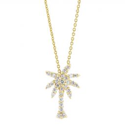 Image for Roberto Coin Tiny Treasures Diamond Small Palm Tree Pendant in Yellow Gold, 18"