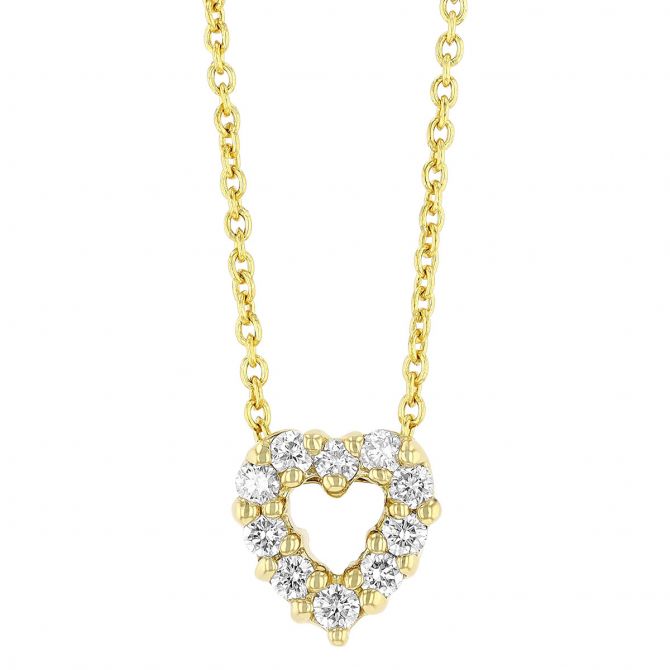 Roberto Coin Tiny Treasures Diamond Heart Necklace in 18K Gold, 0.11 cttw