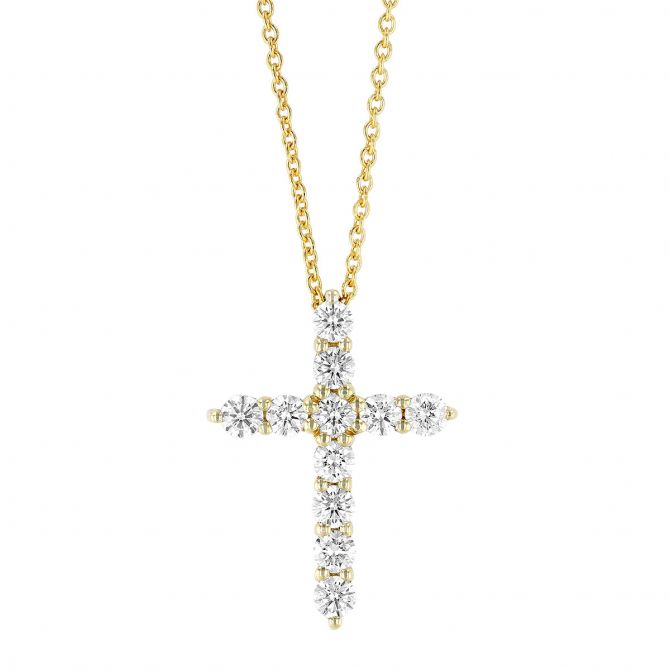 Roberto Coin Diamond Large Cross Pendant in Yellow Gold, 18"