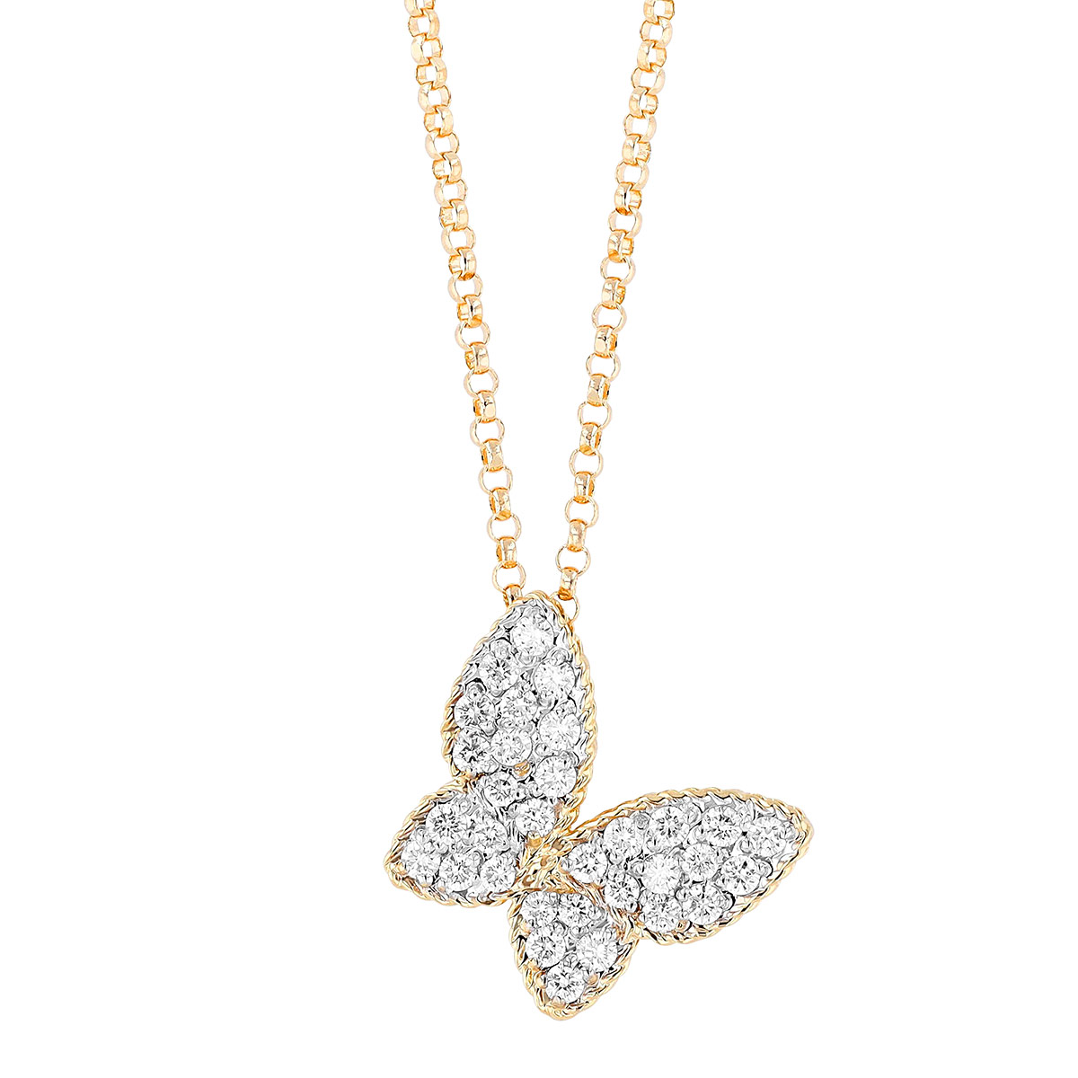 Roberto Coin 18K Yellow Gold Diamond Pavé Butterfly Pendant/Necklace, 18