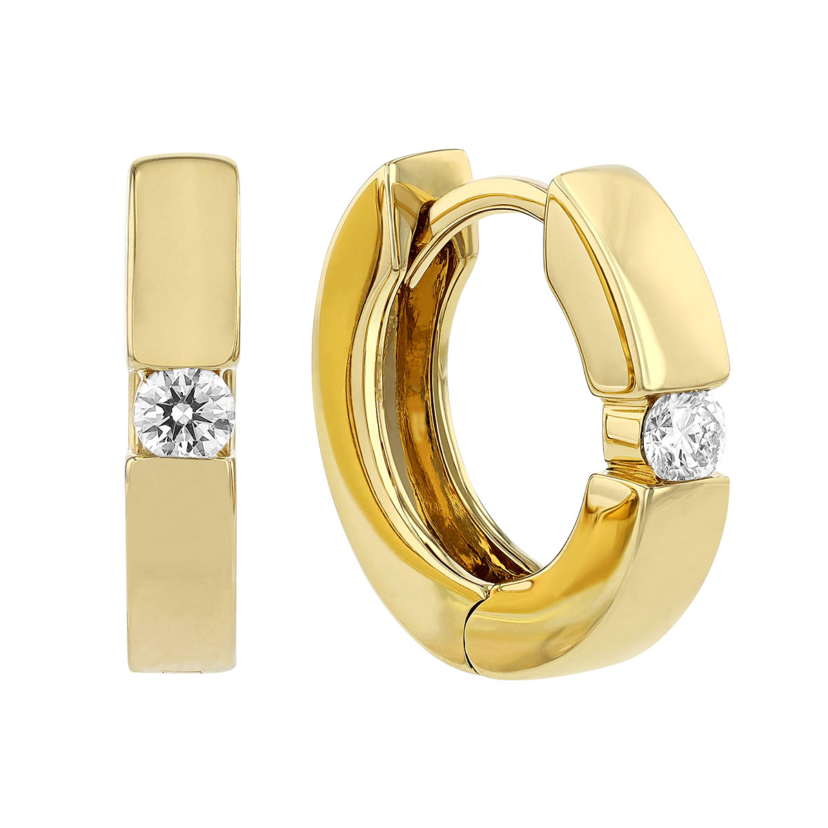 Yellow Gold & Diamond Huggie Earrings | Borsheims