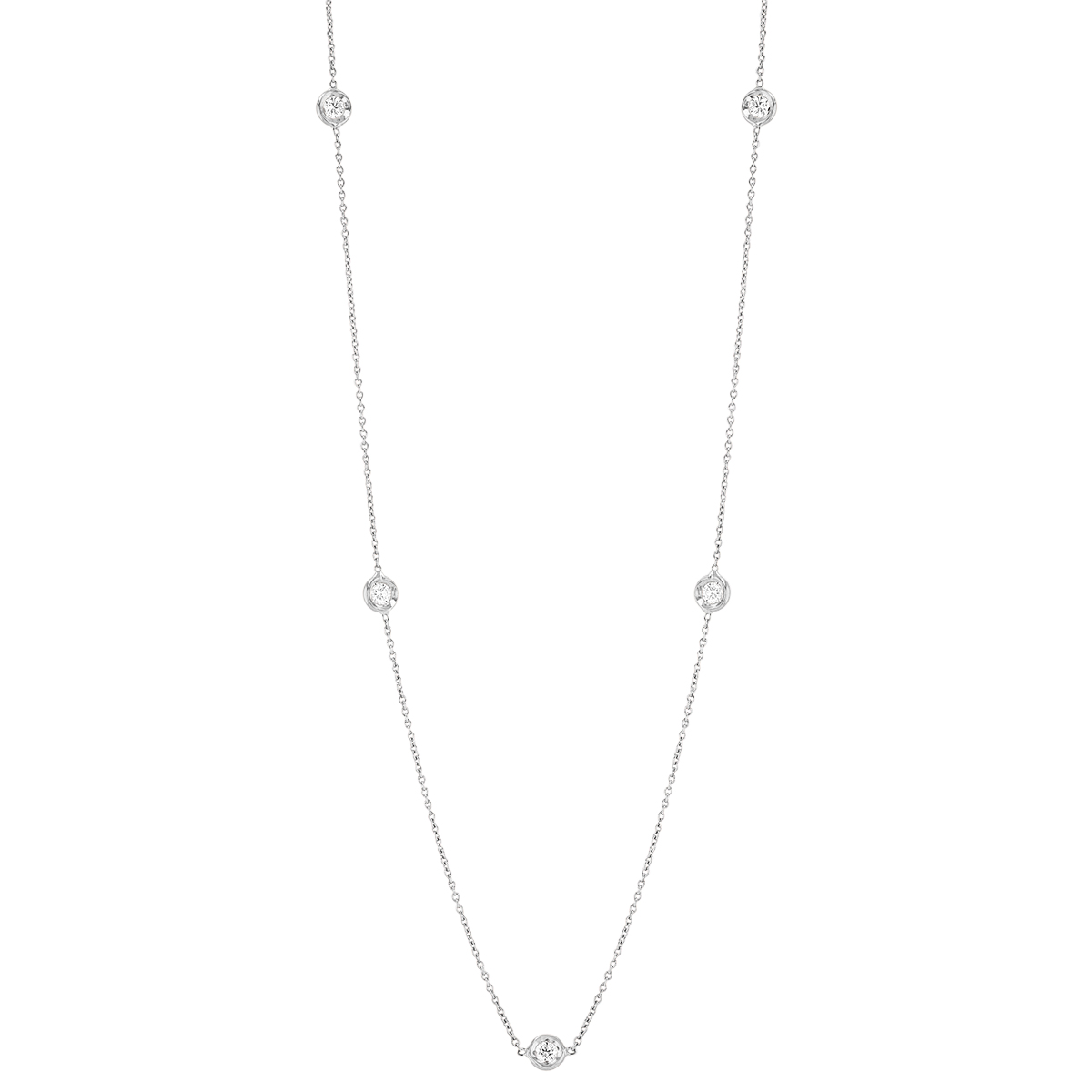 Roberto Coin Diamonds By The Inch 5 Station Necklace in White Gold 18 ...